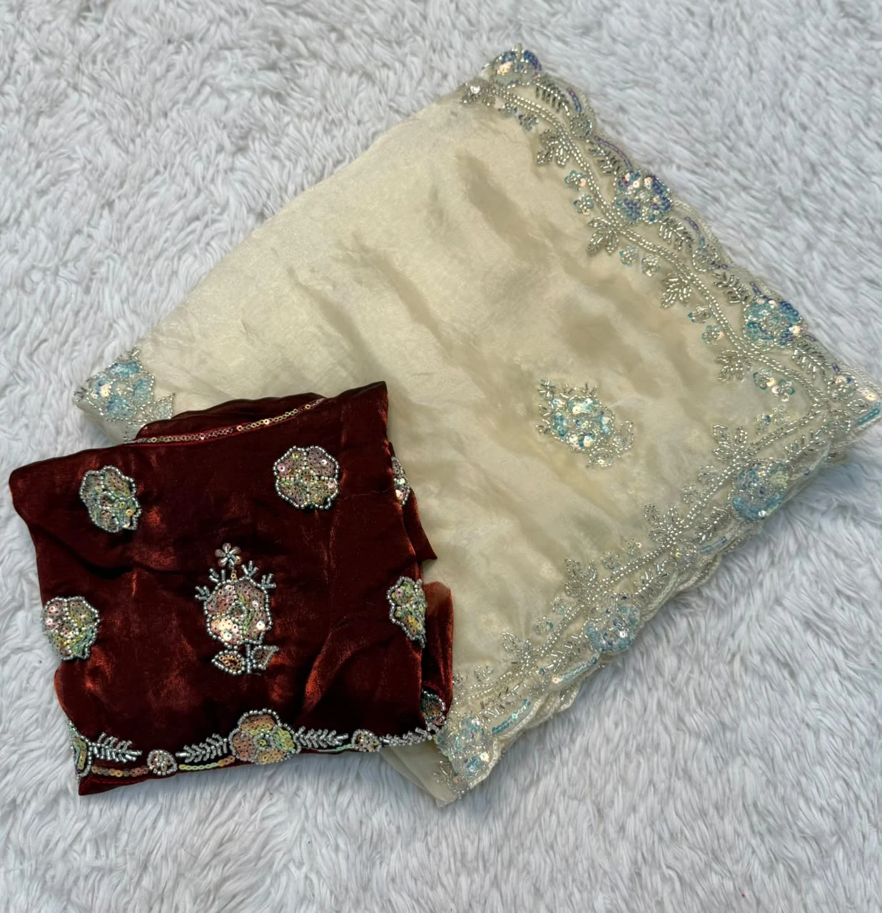 Vinayak Wholesale Fancy Space Silk Saree With Handwork Beads And Sequin Work 5