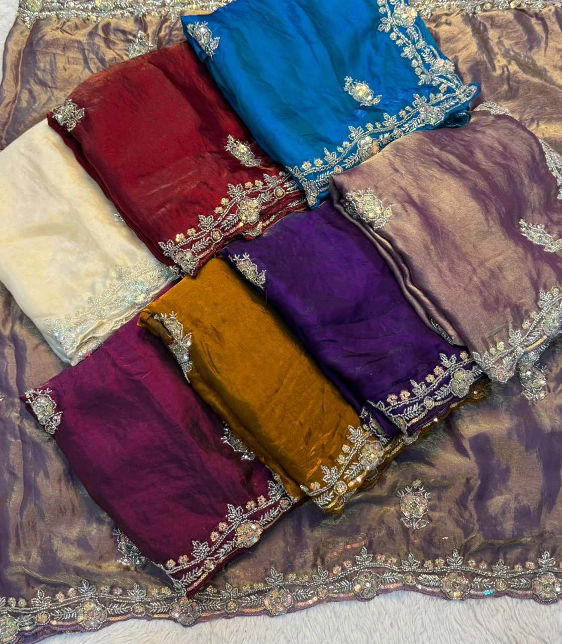 Vinayak Wholesale Fancy Space Silk Saree With Handwork Beads And Sequin Work 6