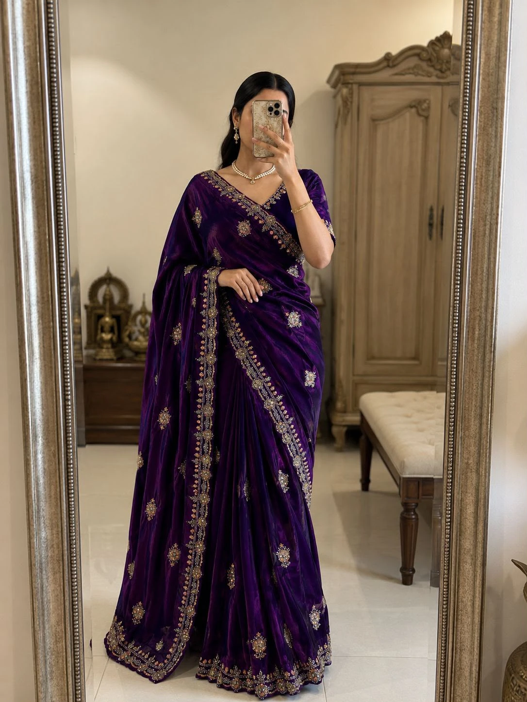 Vinayak Wholesale Fancy Space Silk Saree With Handwork Beads And Sequin Work 7