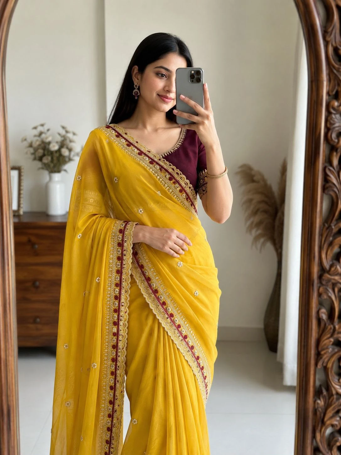 Vinayak Wholesale Georgette Multi Embroidery Work Saree With Contrast Running Blouse
