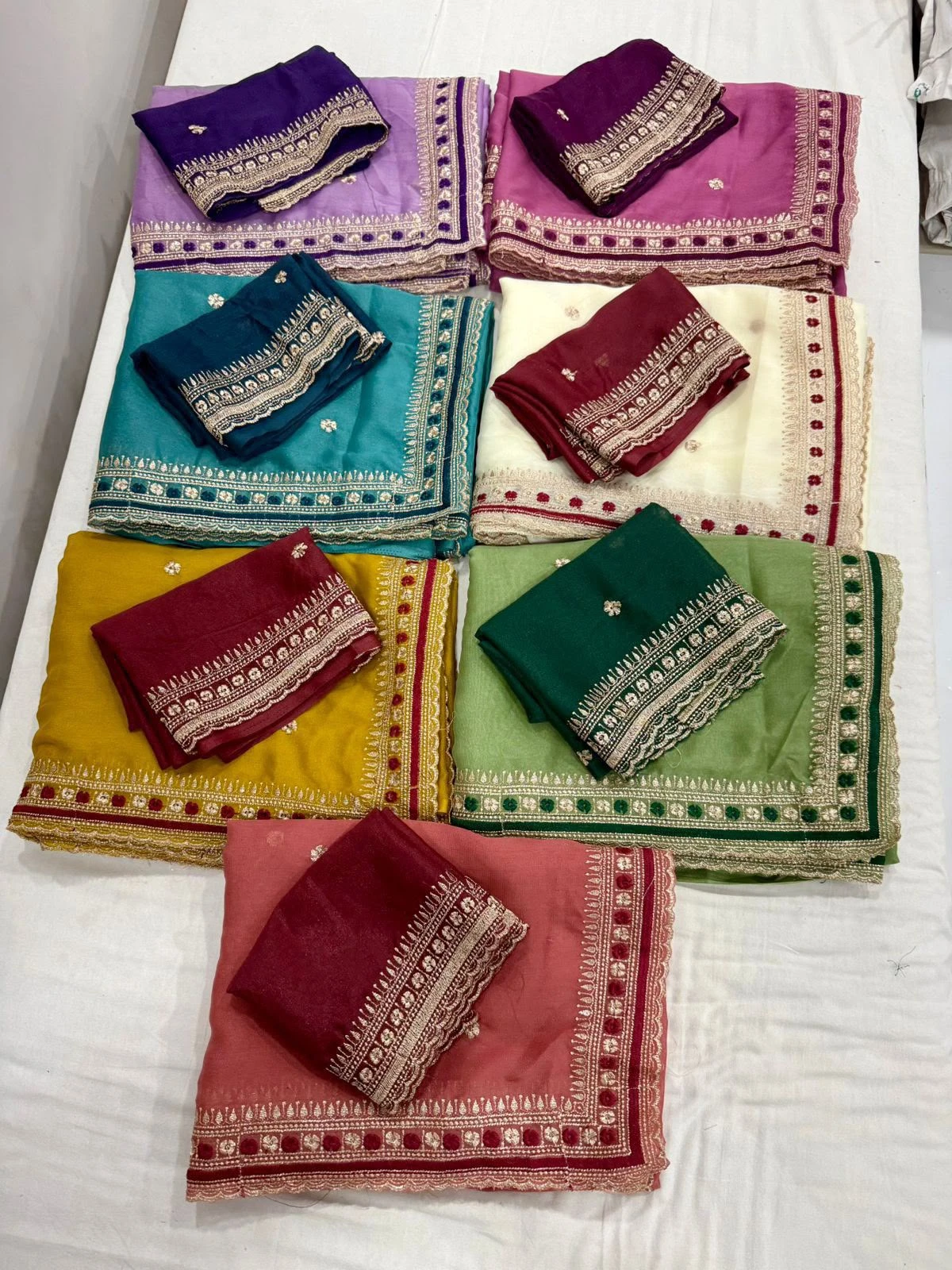 Vinayak Wholesale Georgette Multi Embroidery Work Saree With Contrast Running Blouse 10