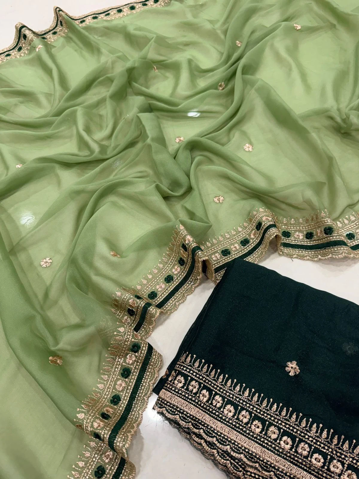 Vinayak Wholesale Georgette Multi Embroidery Work Saree With Contrast Running Blouse 6
