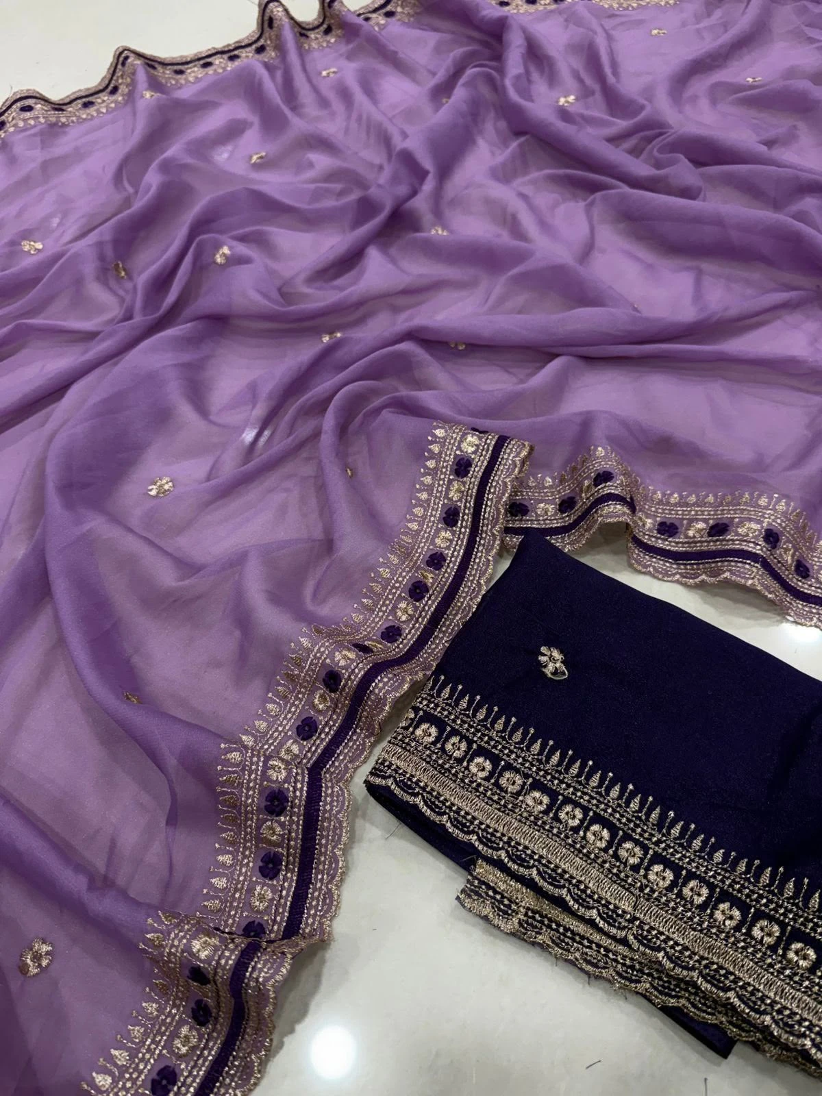 Vinayak Wholesale Georgette Multi Embroidery Work Saree With Contrast Running Blouse 8