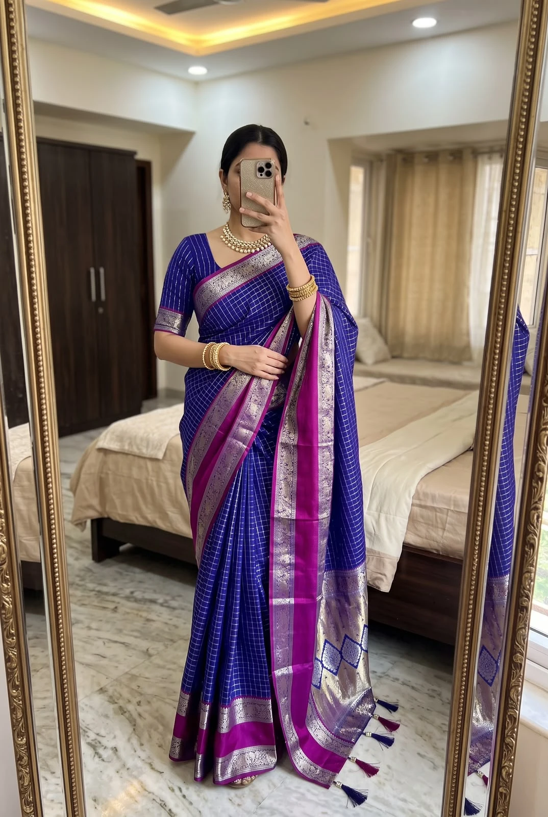 Vinayak Wholesale Madhuri Chex Soft Kanjivaram Silk Saree With Zari Weaving 1