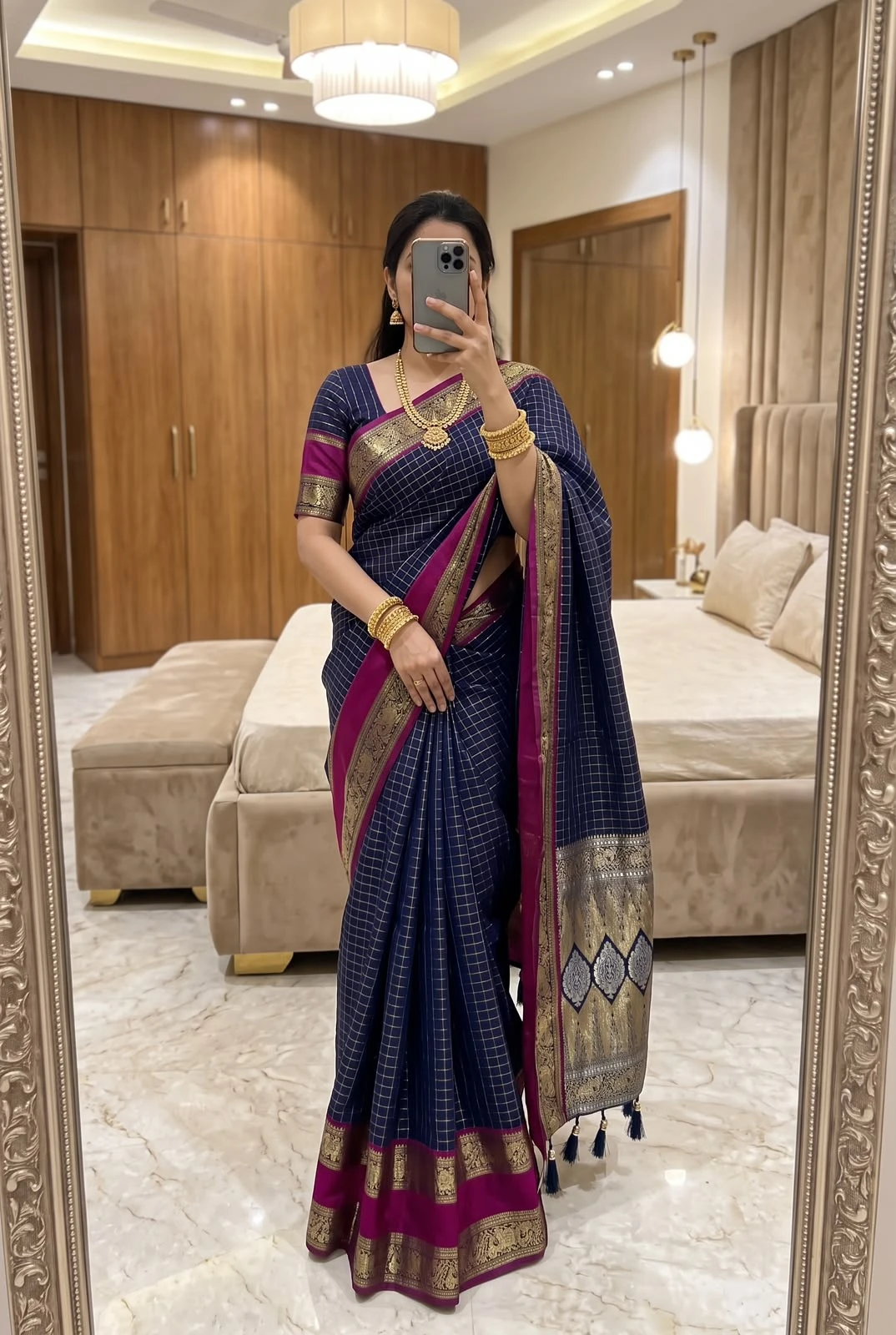 Vinayak Wholesale Madhuri Chex Soft Kanjivaram Silk Saree With Zari Weaving 3