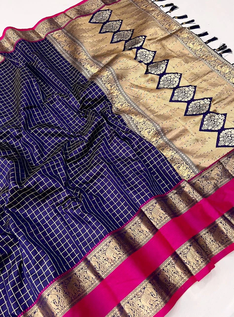 Vinayak Wholesale Madhuri Chex Soft Kanjivaram Silk Saree With Zari Weaving 5