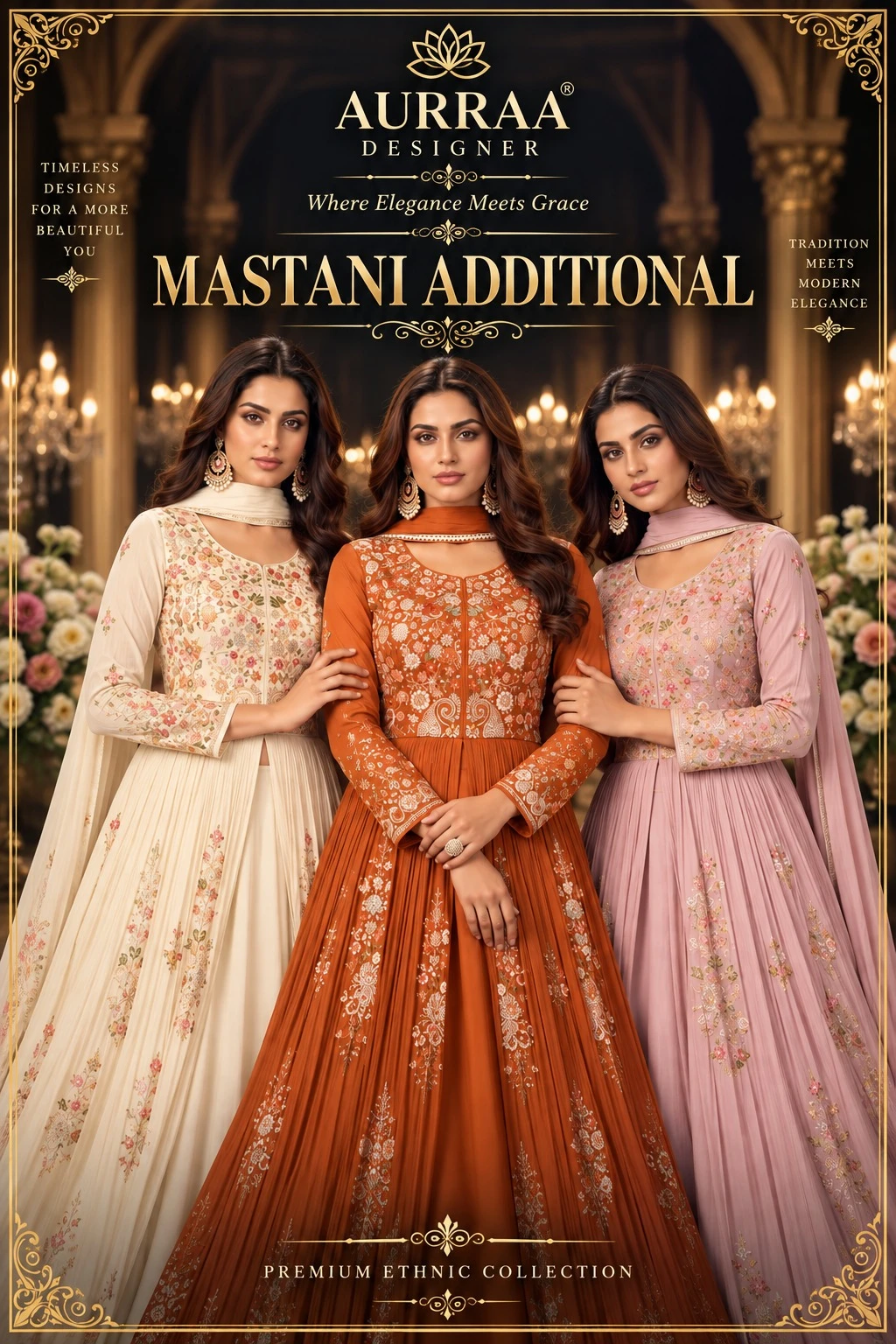 Vinayak Wholesale Mastani Additional Premium Chinon Silk Skirt Set With Embroidery Work 1