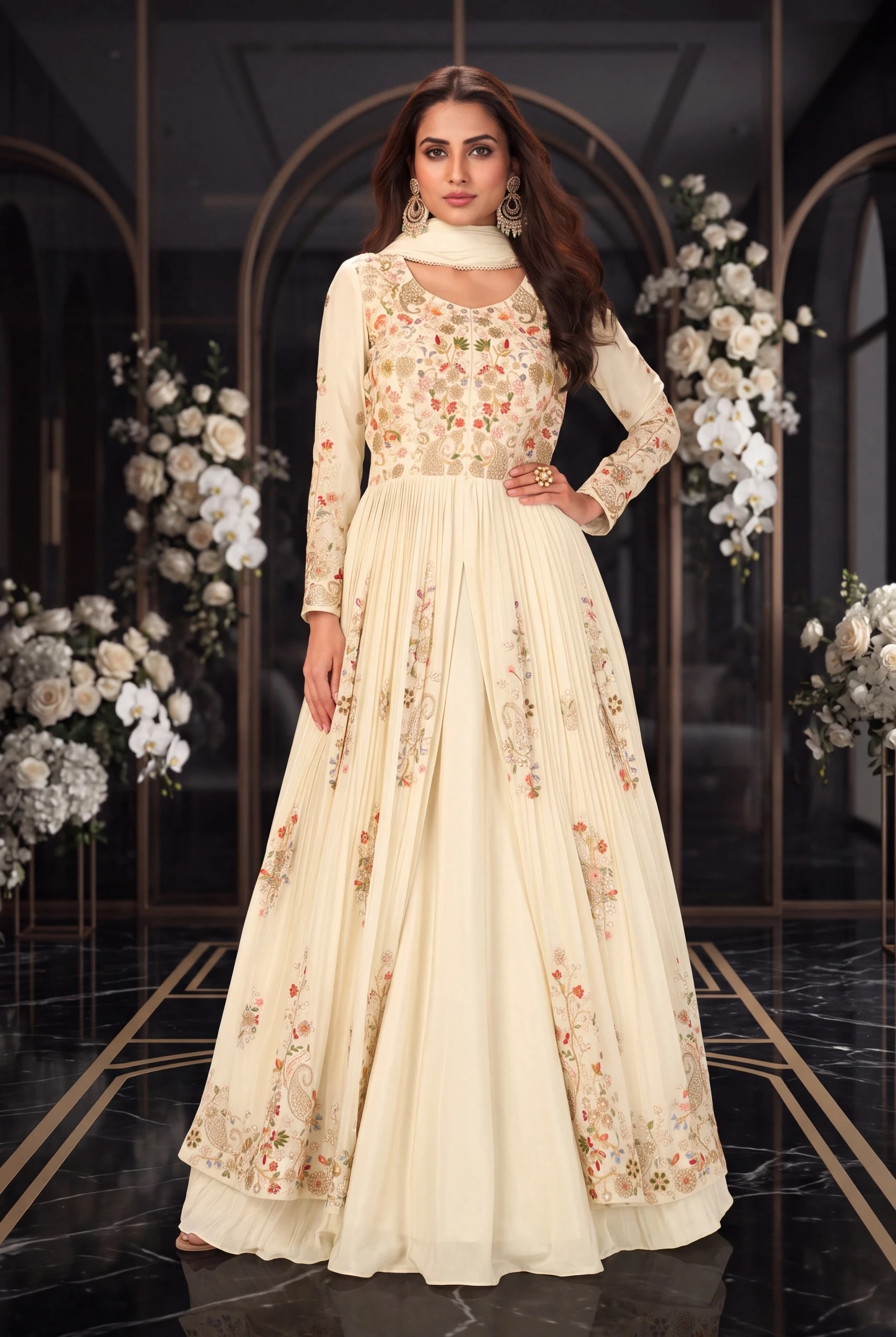 Vinayak Wholesale Mastani Additional Premium Chinon Silk Skirt Set With Embroidery Work 3