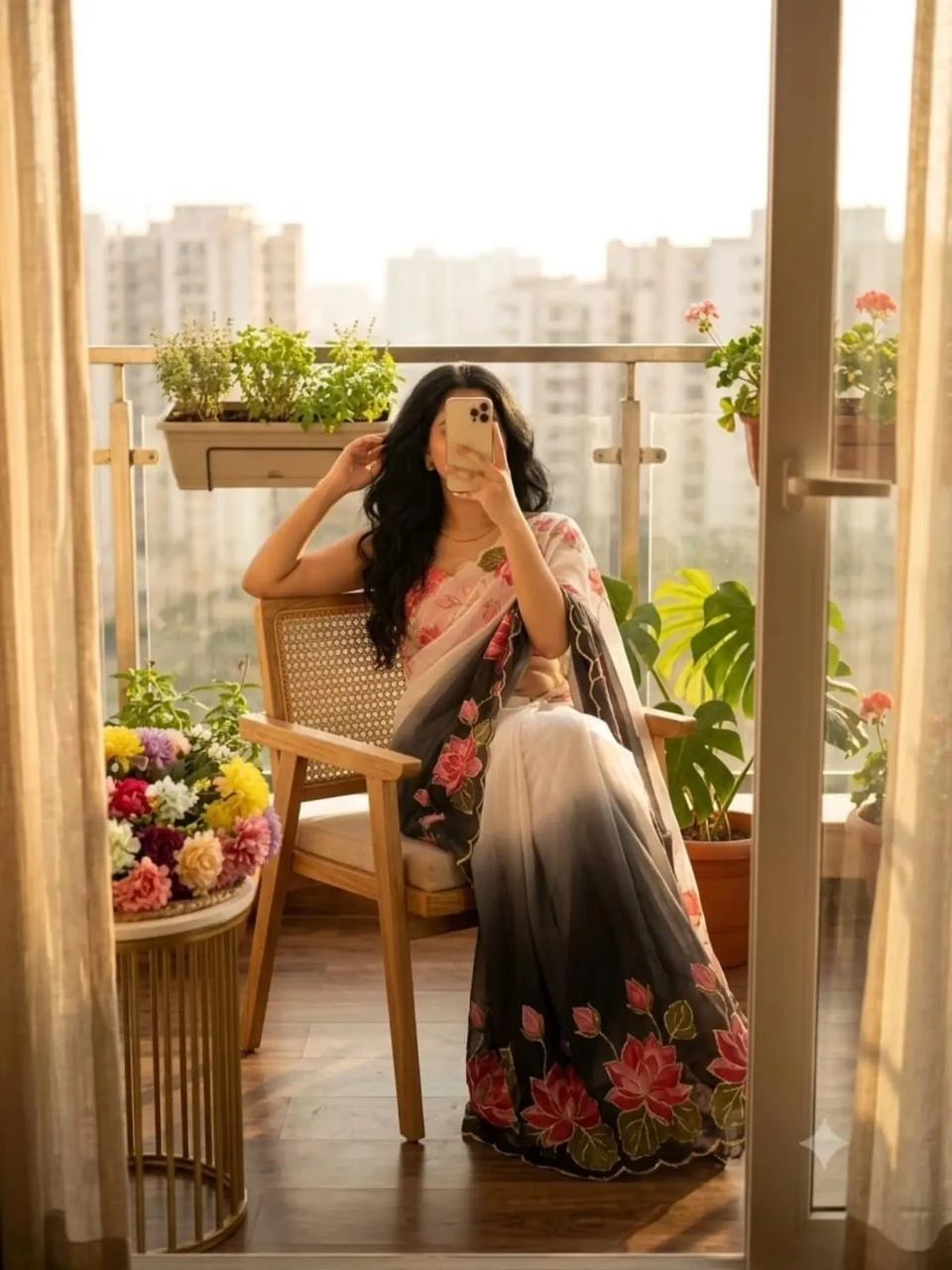 Vinayak Wholesale Premium Floral Pure Georgette Handwork Saree With Digital Print And Cutdana Border 7