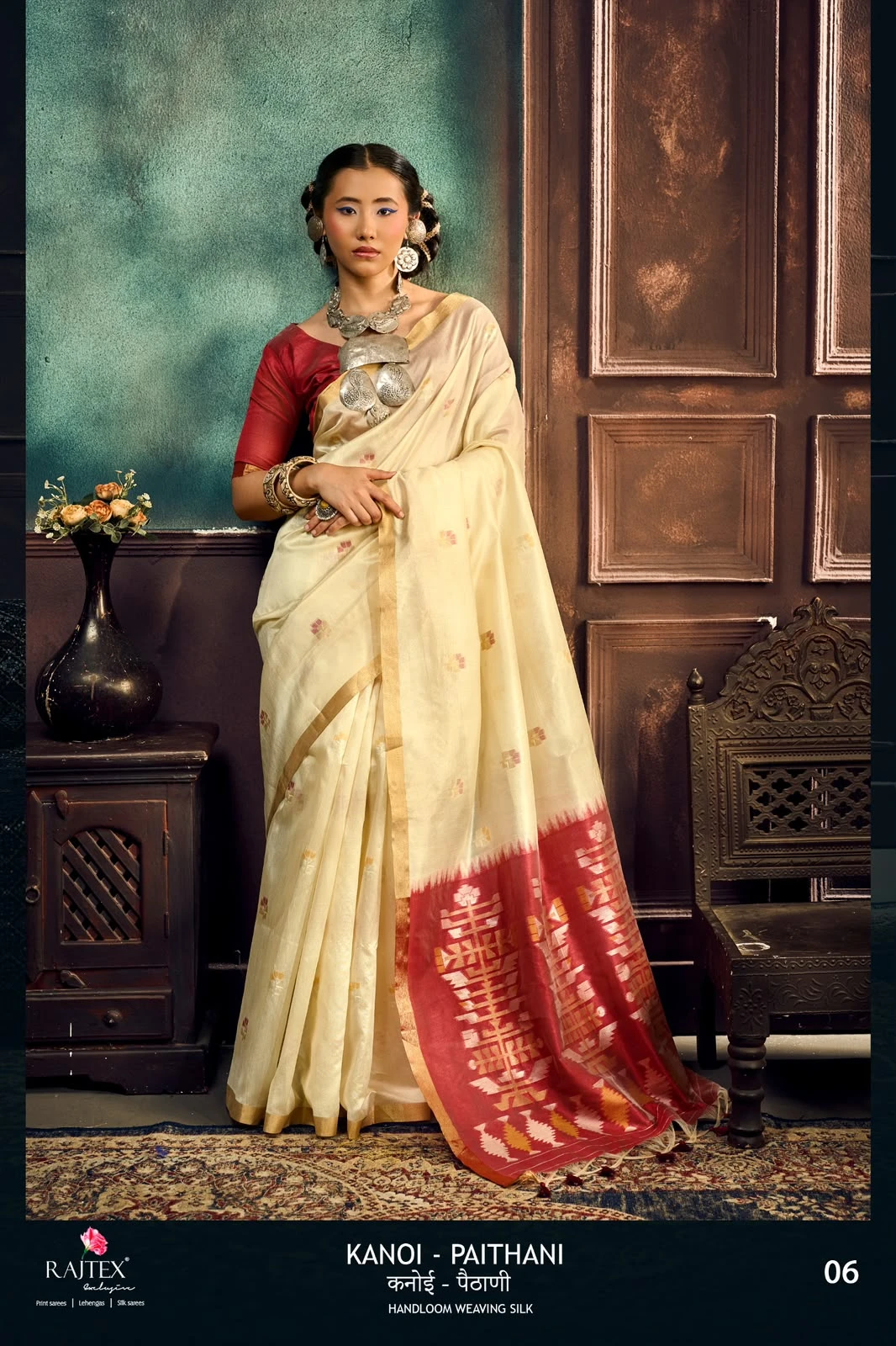 Vinayak Wholesale Rajtex Fabrics Kanoi Paithani Tussar Silk Handloom Saree 14