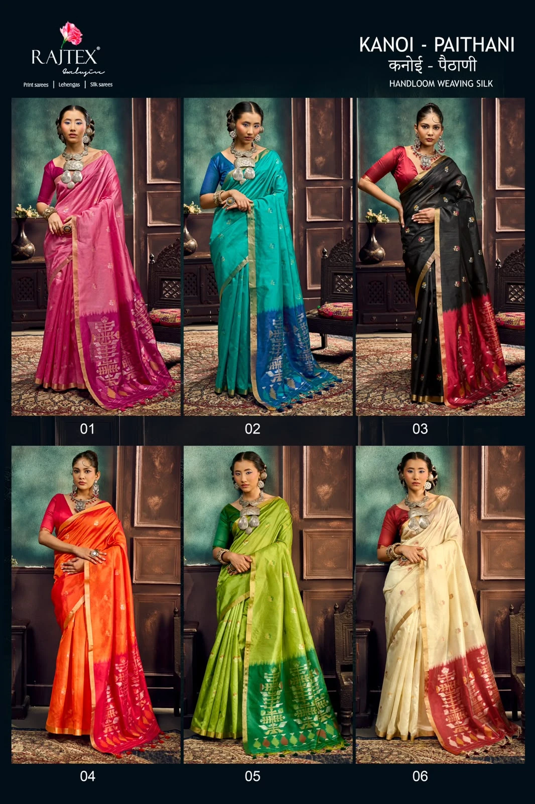 Vinayak Wholesale Rajtex Fabrics Kanoi Paithani Tussar Silk Handloom Saree 7