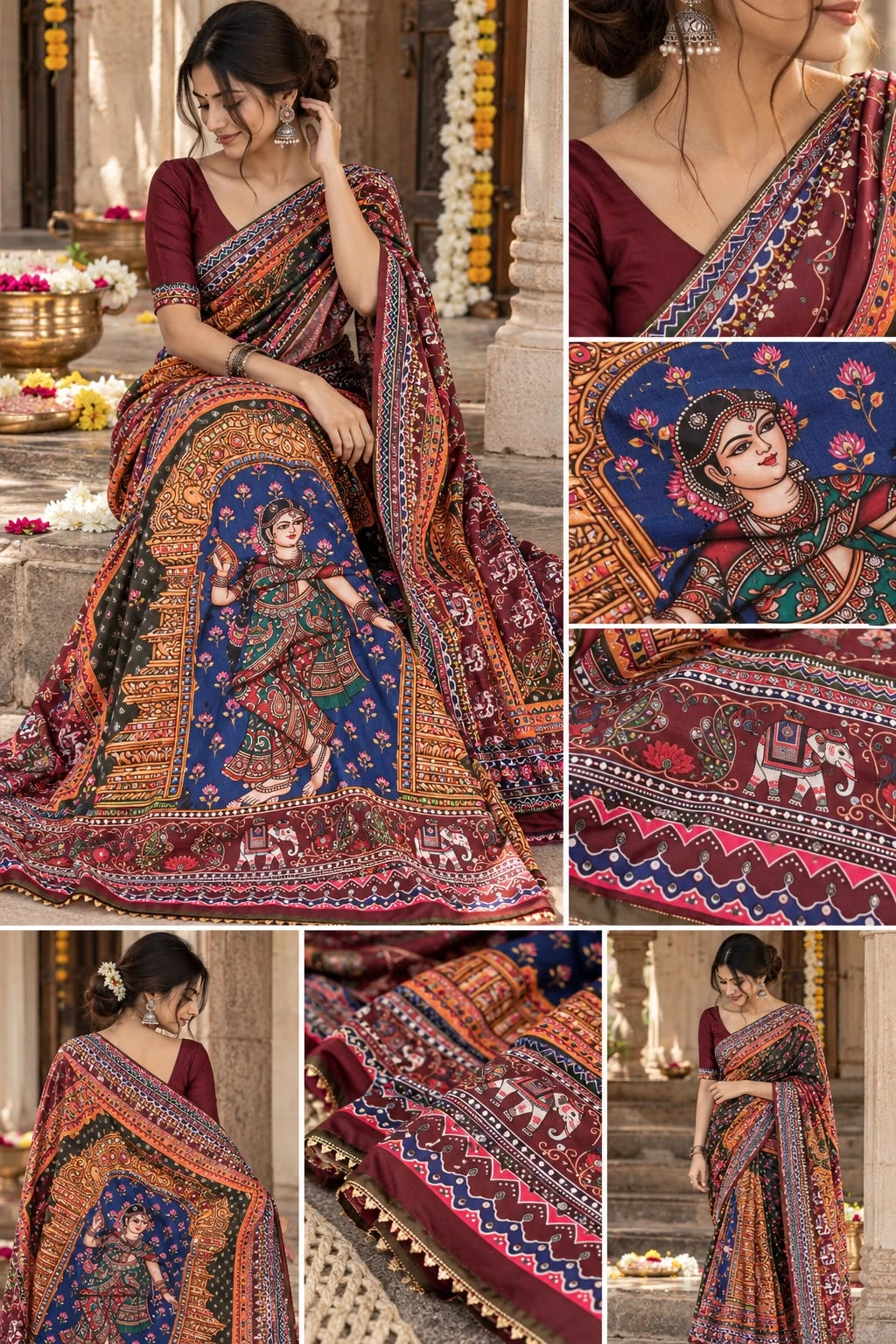 Vinayak Wholesale Rashmika Inspired Crepe Silk Digital Print Saree With Real Mirror Work 4