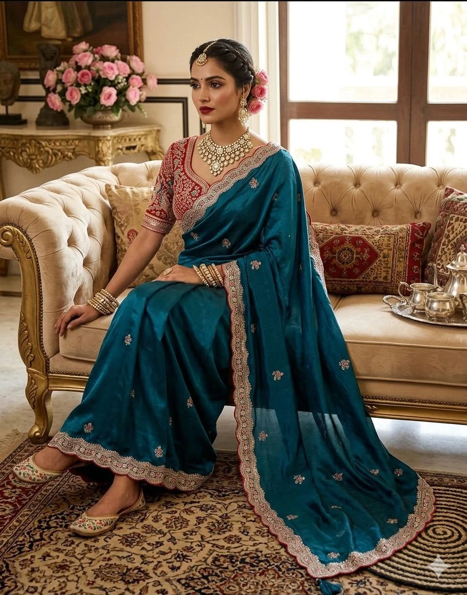 Vinayak Wholesale Sabyasachi Inspired Premium Space Silk Saree With Multi Sequin And Thread Embroidery 3
