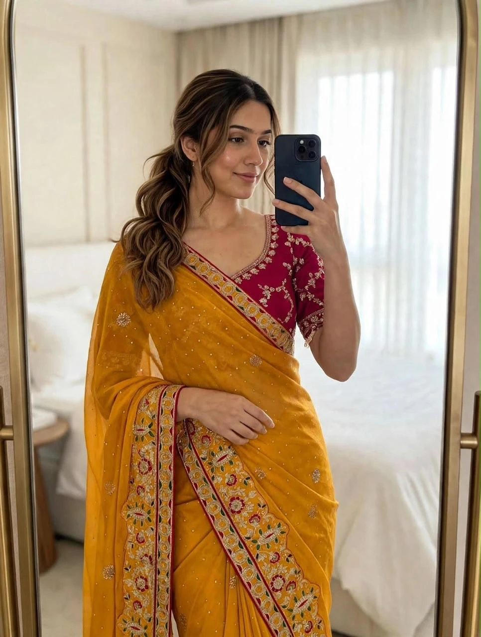 Vinayak Wholesale Satin Chiffon Saree With Multi Coding Embroidery And Diamond Work 8