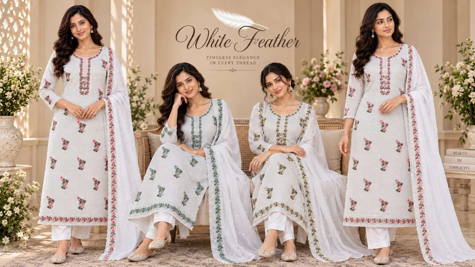 Vishwam Fabric White Feather 2