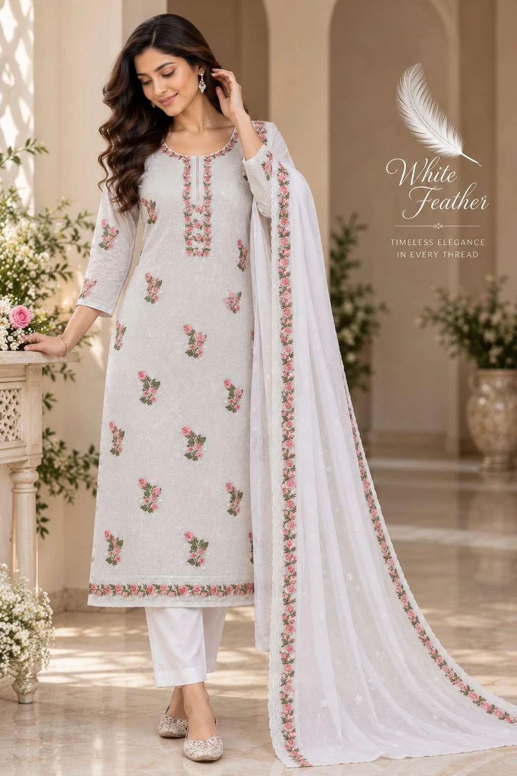 Vishwam Fabric White Feather 3