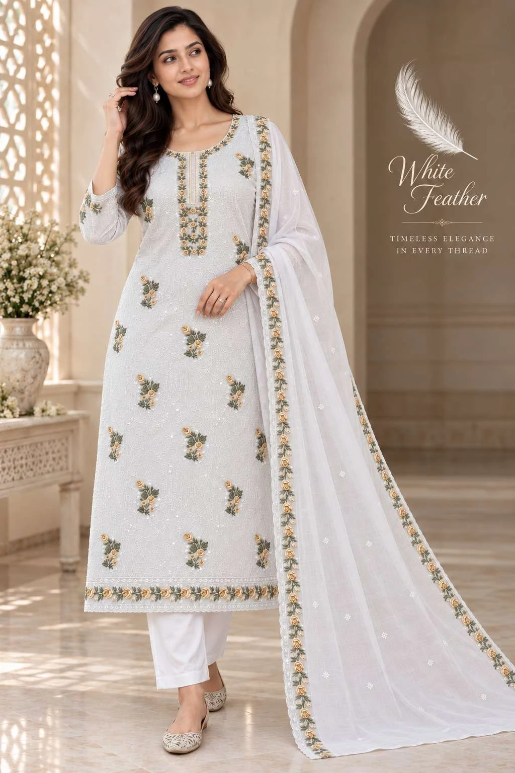 Vishwam Fabric White Feather 4
