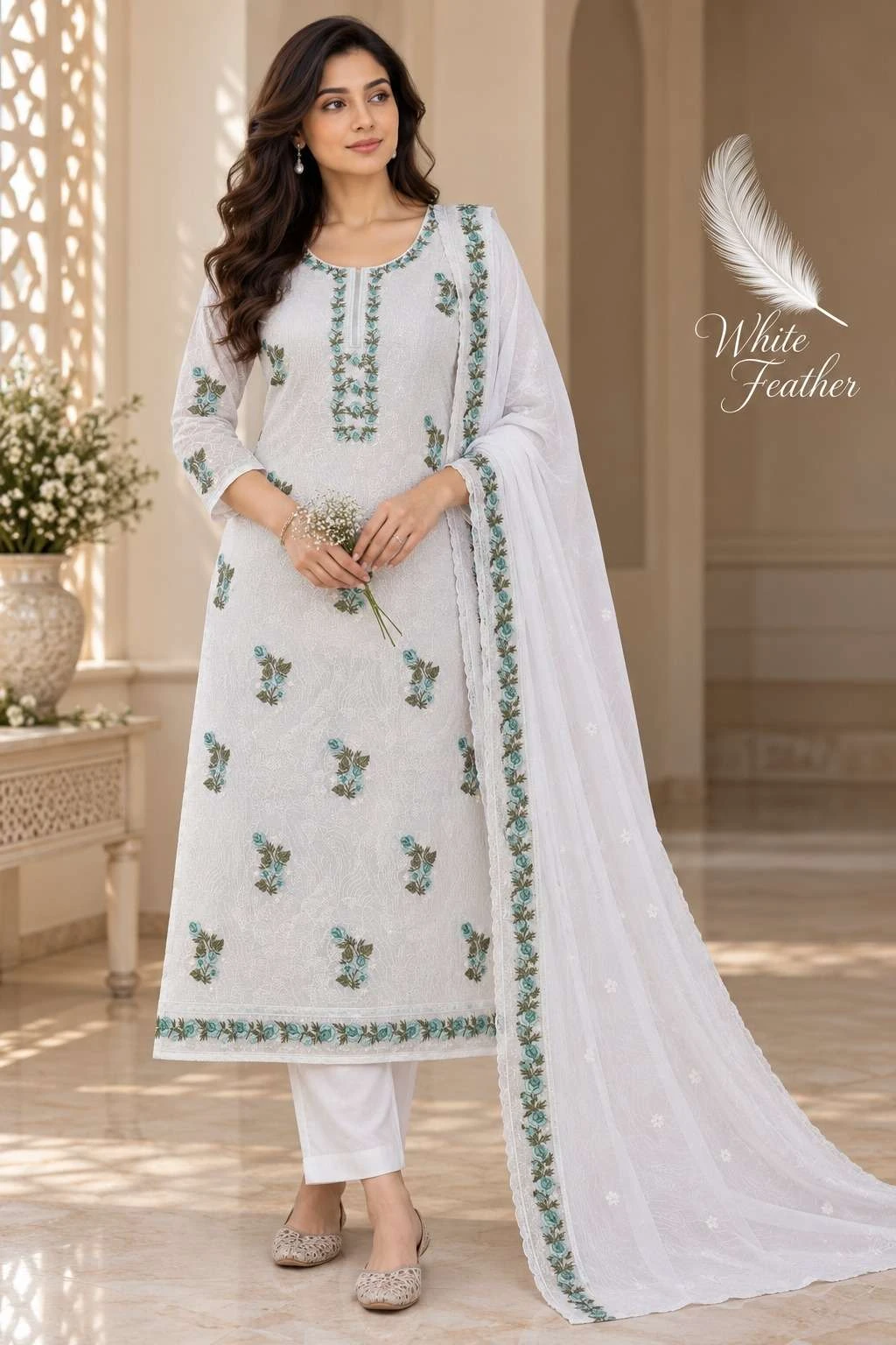 Vishwam Fabric White Feather 5