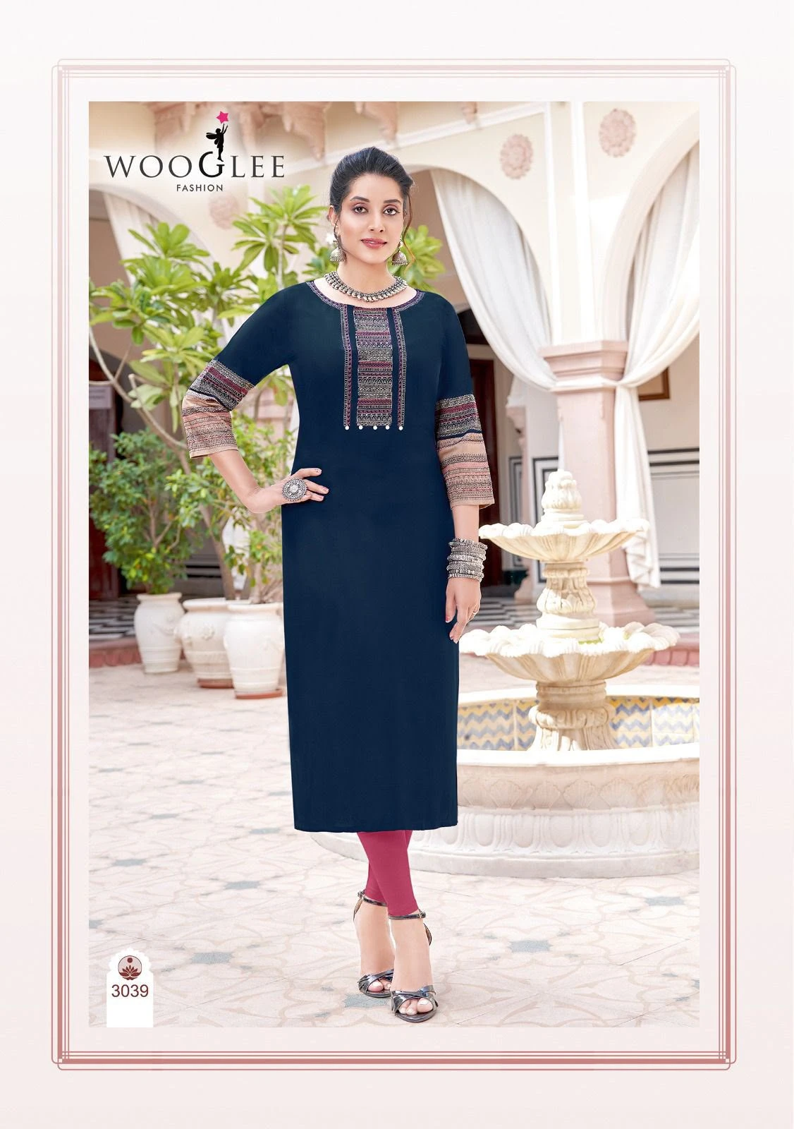 Wooglee Salonee Vol-8 Heavy Rayon Work Kurti Collection In Wholesale 3