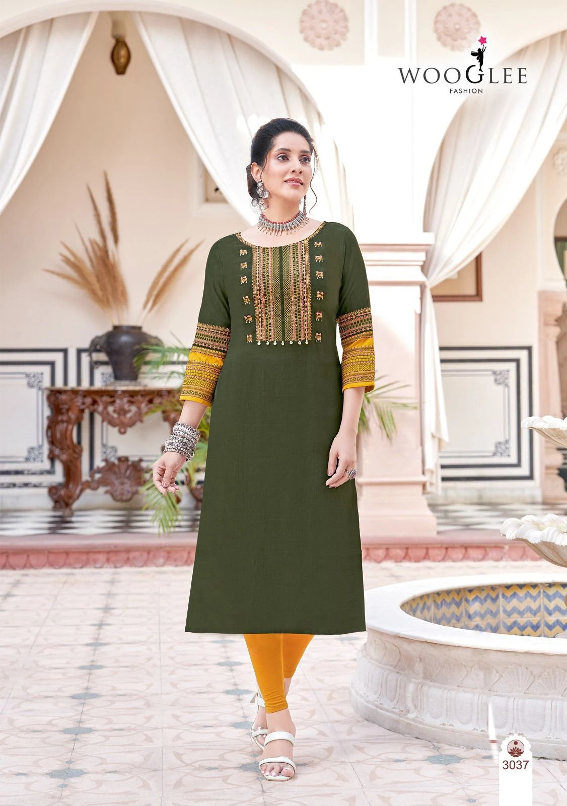 Wooglee Salonee Vol-8 Heavy Rayon Work Kurti Collection In Wholesale 6