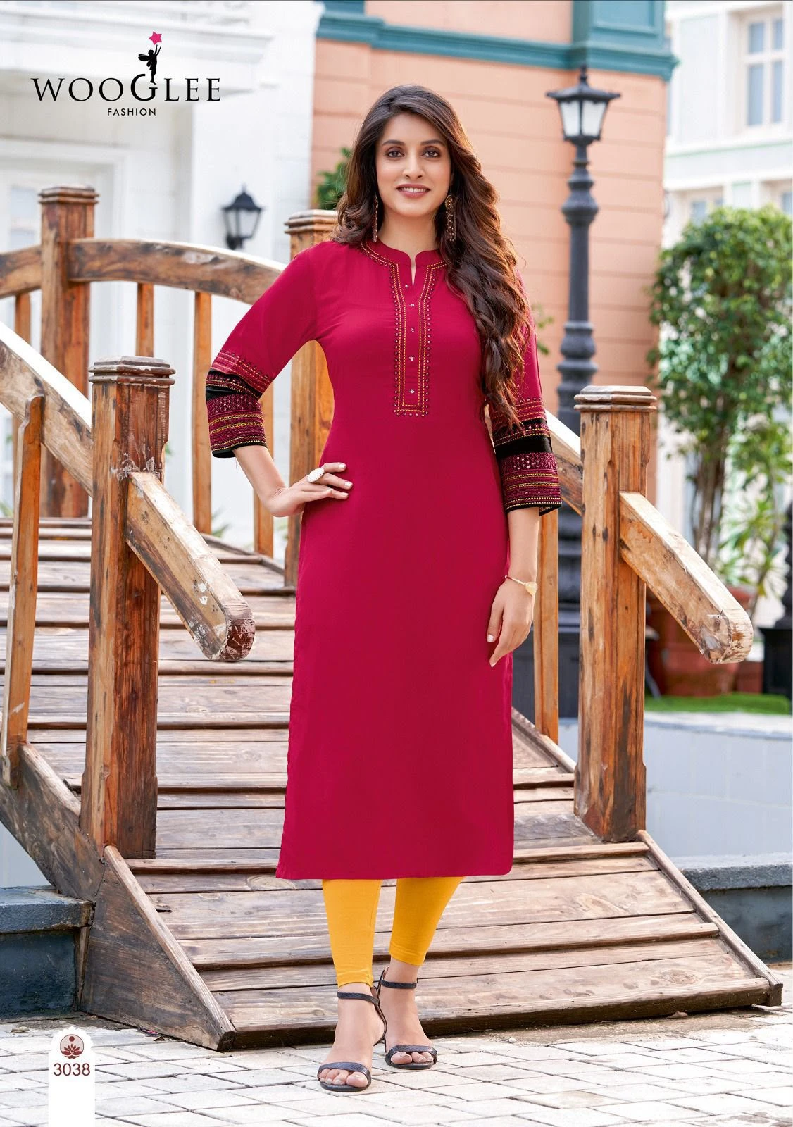 Wooglee Salonee Vol-8 Heavy Rayon Work Kurti Collection In Wholesale 7
