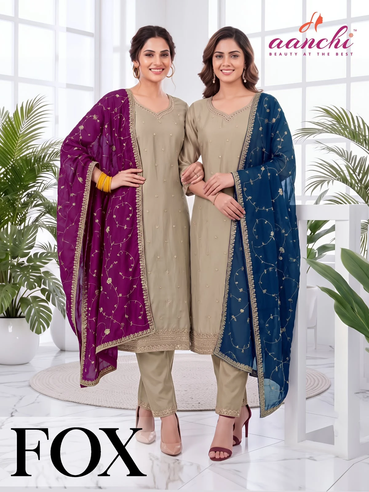 Aanchi Fox Vichitra Silk 3 Piece Suit