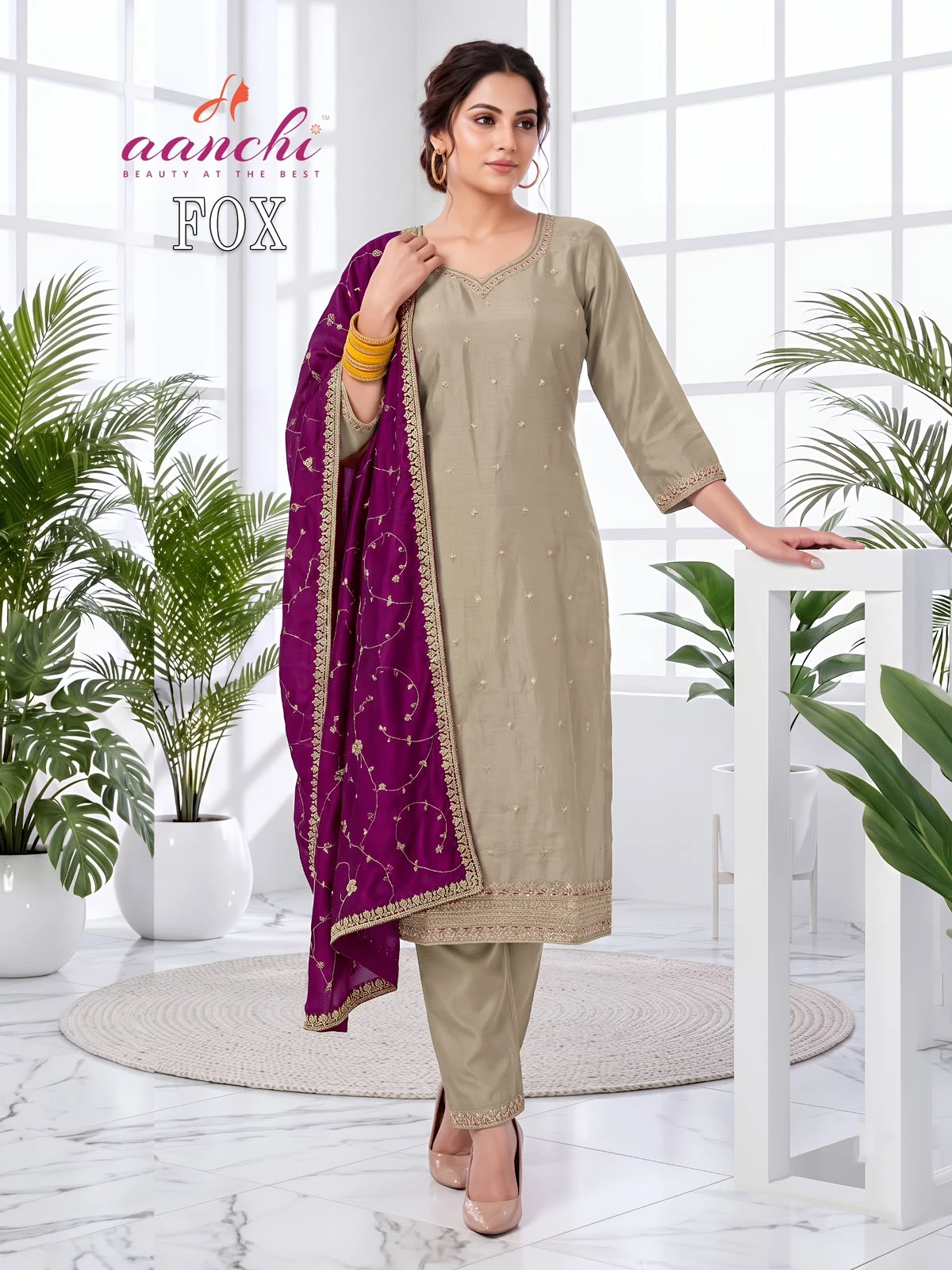 Aanchi Fox Vichitra Silk 3 Piece Suit 2