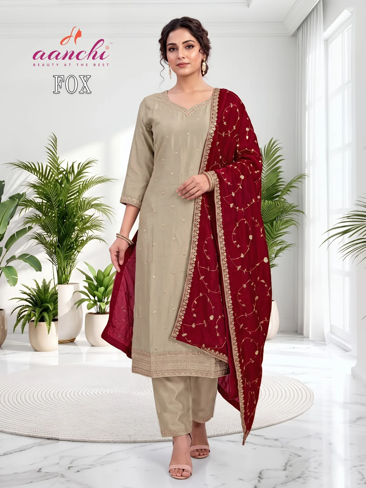 Aanchi Fox Vichitra Silk 3 Piece Suit 4