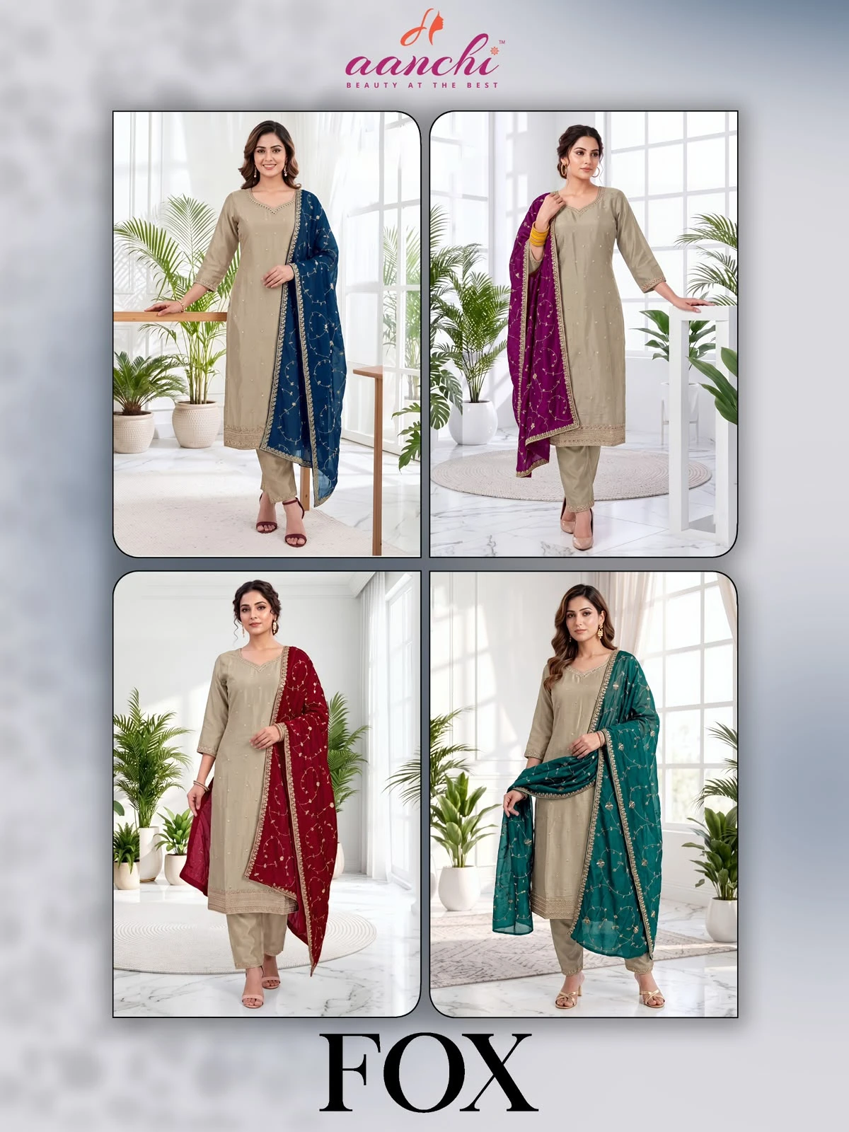 Aanchi Fox Vichitra Silk 3 Piece Suit 5
