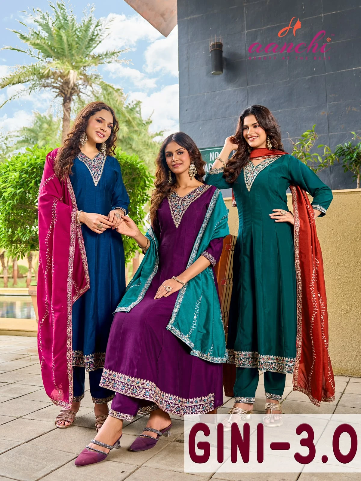 Aanchi Gini-3.0 Vichitra Silk A Line Suit 1