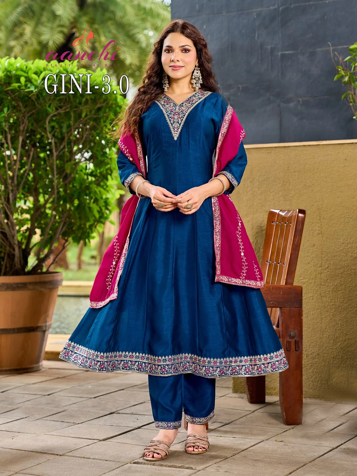 Aanchi Gini-3.0 Vichitra Silk A Line Suit 5
