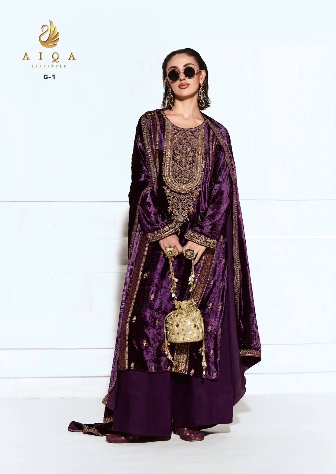 Aiqa Rubaab Readymade Velvet Suits Winter Collection Wholesale 2