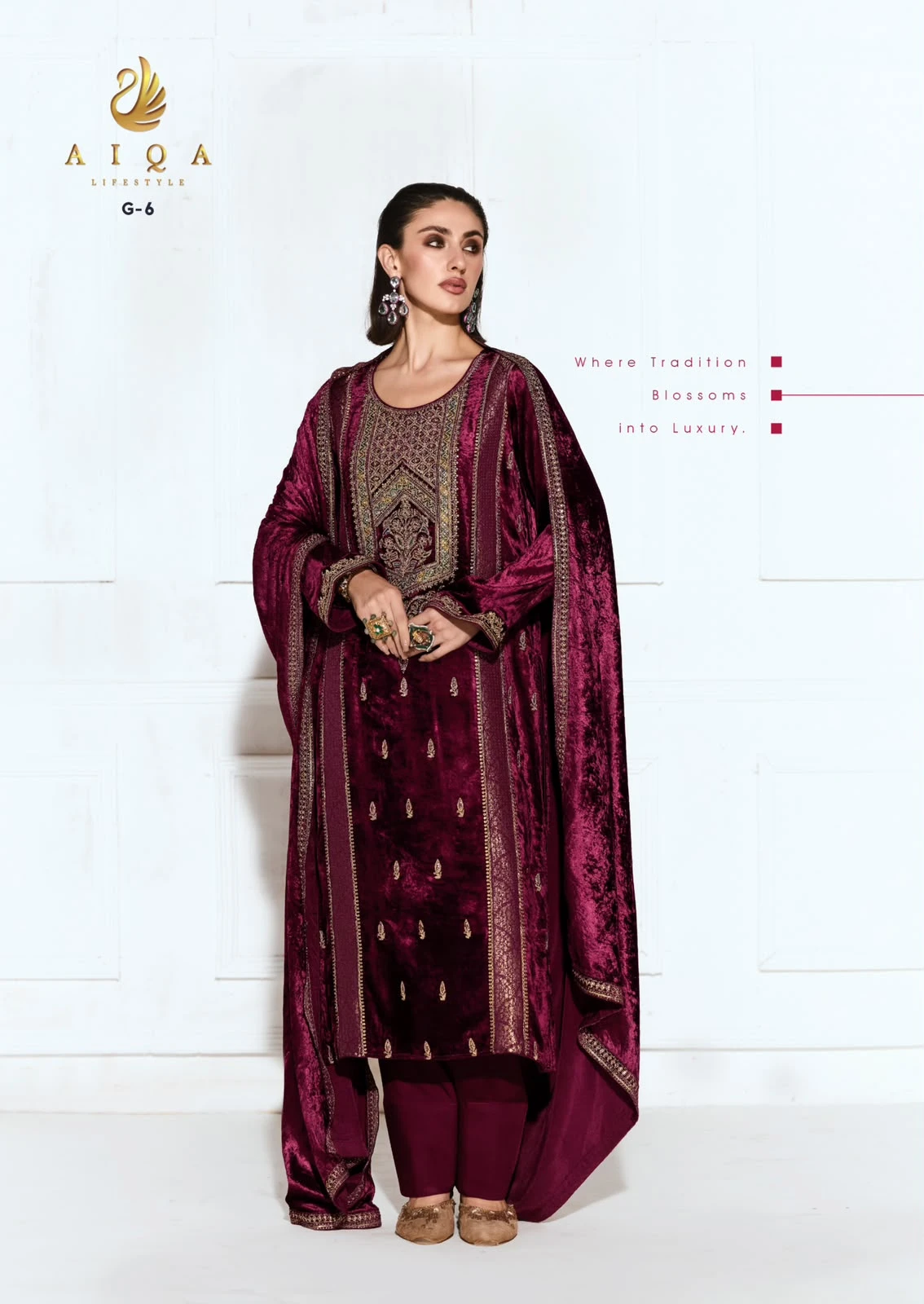 Aiqa Rubaab Readymade Velvet Suits Winter Collection Wholesale 5