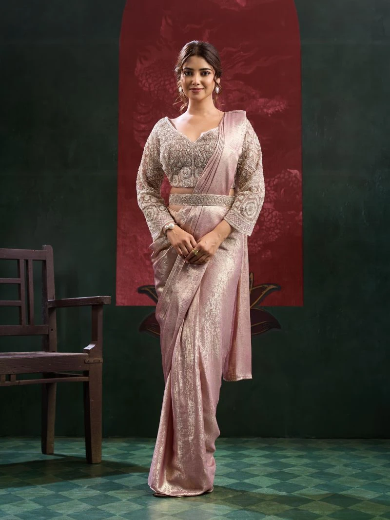 Amoha A 102449 Imported Sand Wash Beads Work Ready To Wear Sarees 4