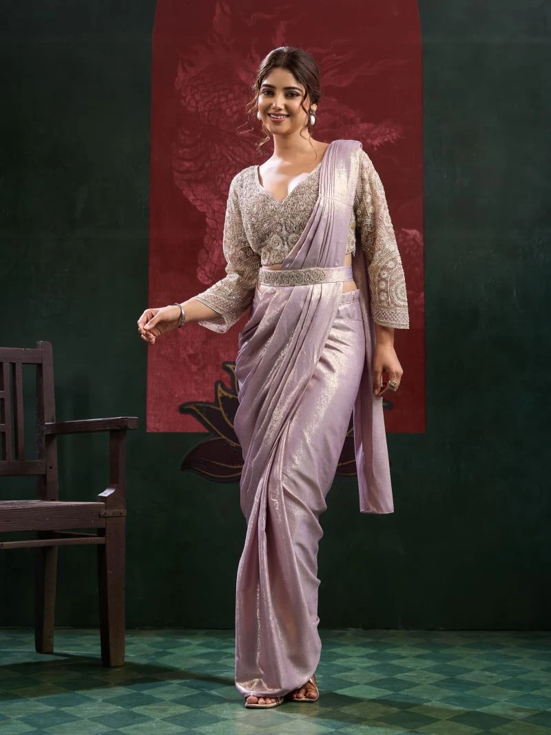Amoha A 102449 Imported Sand Wash Beads Work Ready To Wear Sarees 5