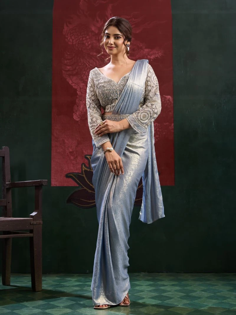 Amoha A 102449 Imported Sand Wash Beads Work Ready To Wear Sarees 6