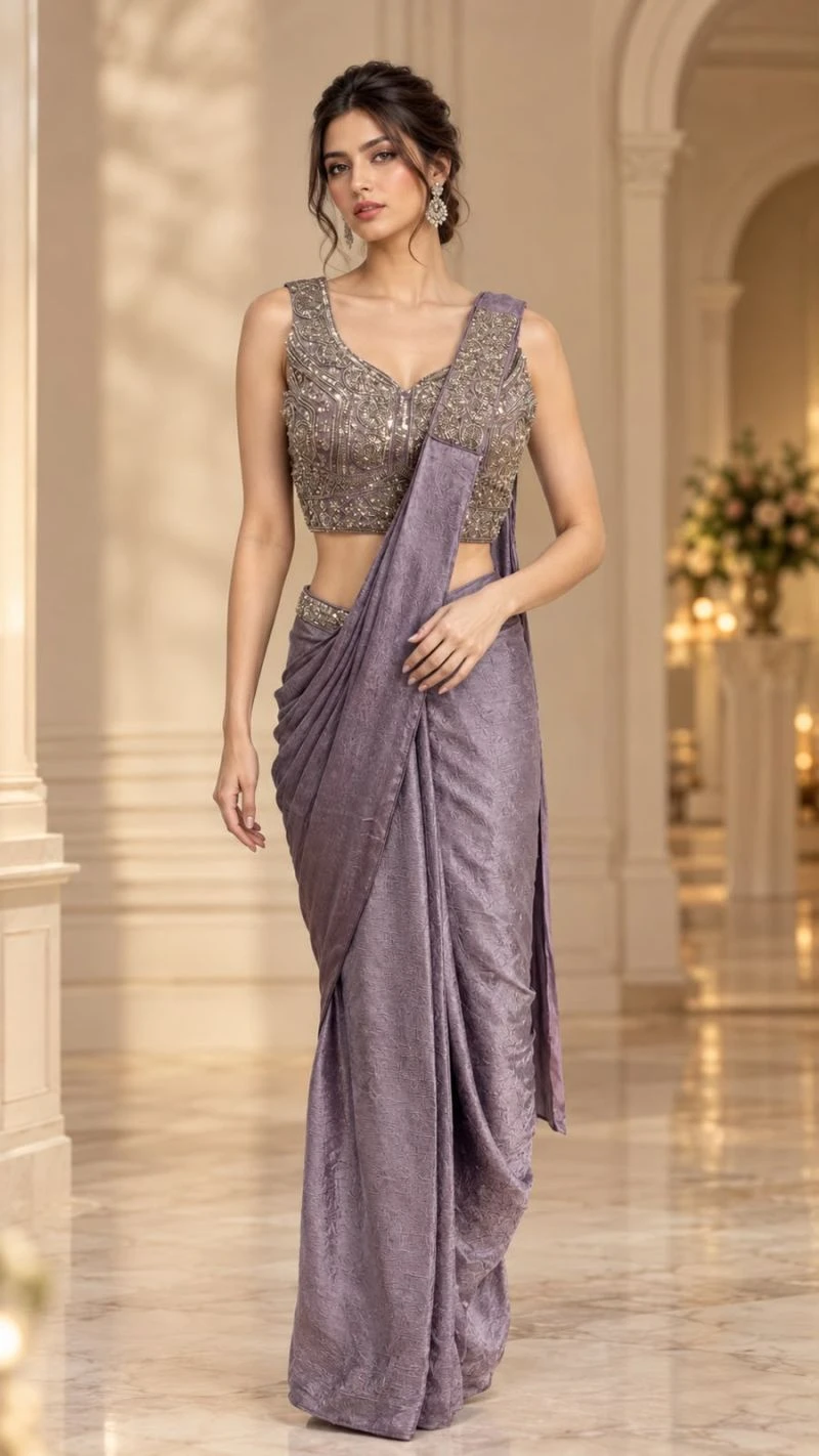 Amoha A 517 Imported Beads Work Ready To Wear Saree Collection 3