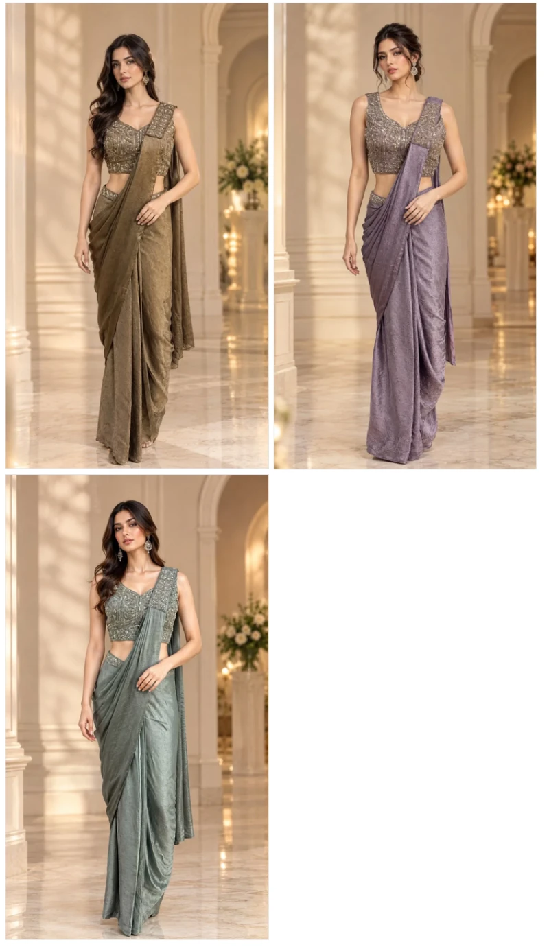 Amoha A 517 Imported Beads Work Ready To Wear Saree Collection 5
