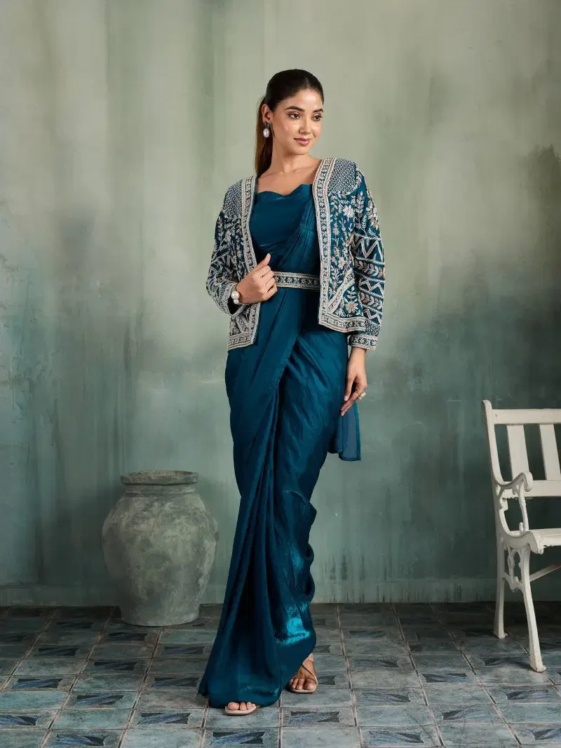 Amoha A 525 Fendi Heavy Embroirdered Ready To Wear Saree Collection