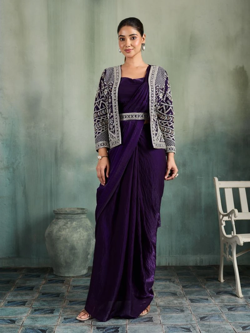 Amoha A 525 Fendi Heavy Embroirdered Ready To Wear Saree Collection 3