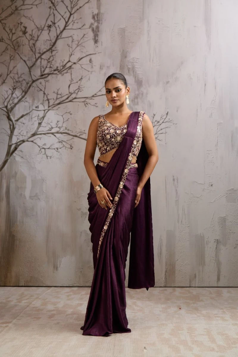 Amoha A 574 Imported Beads Work Ready To Wear Saree Collection 2