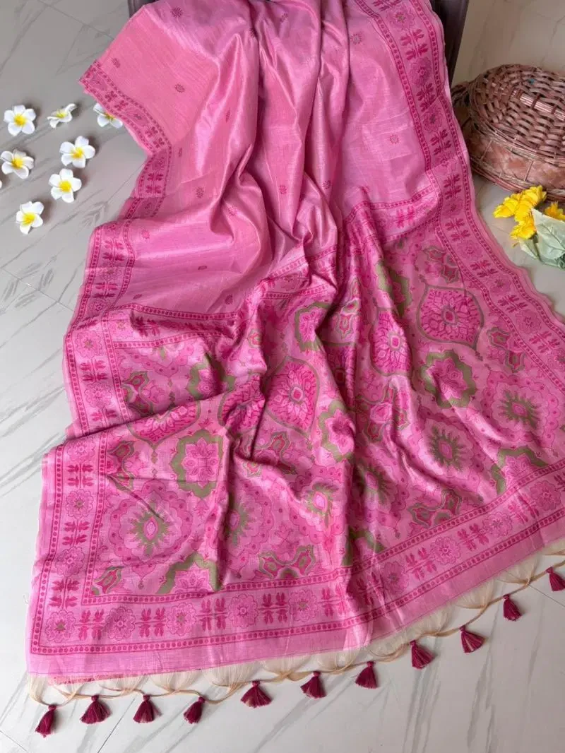 Apsara Bm Soft Muga Cotton Weaving Worked Saree Collection 4