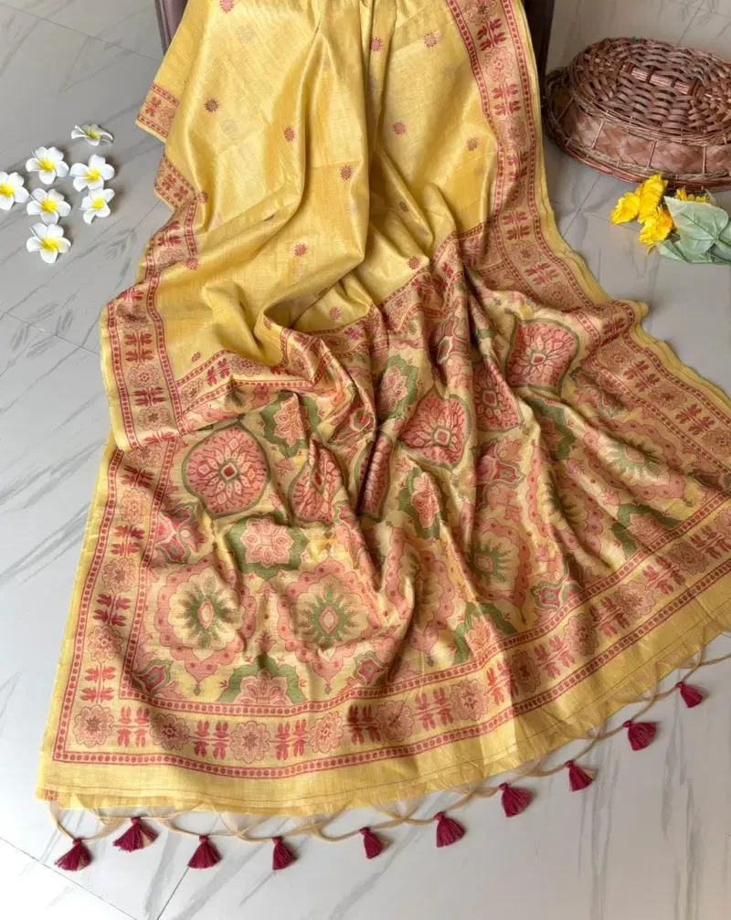 Apsara Bm Soft Muga Cotton Weaving Worked Saree Collection 8