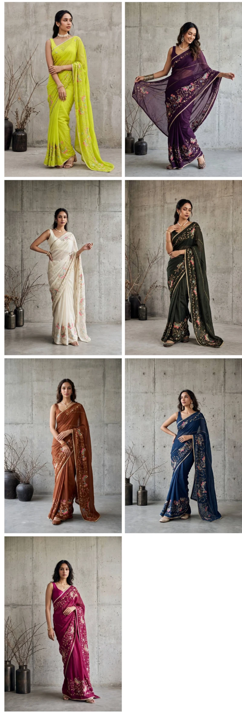 Bt 1320 Star Georgette Embroidery Worked Saree Collection 9