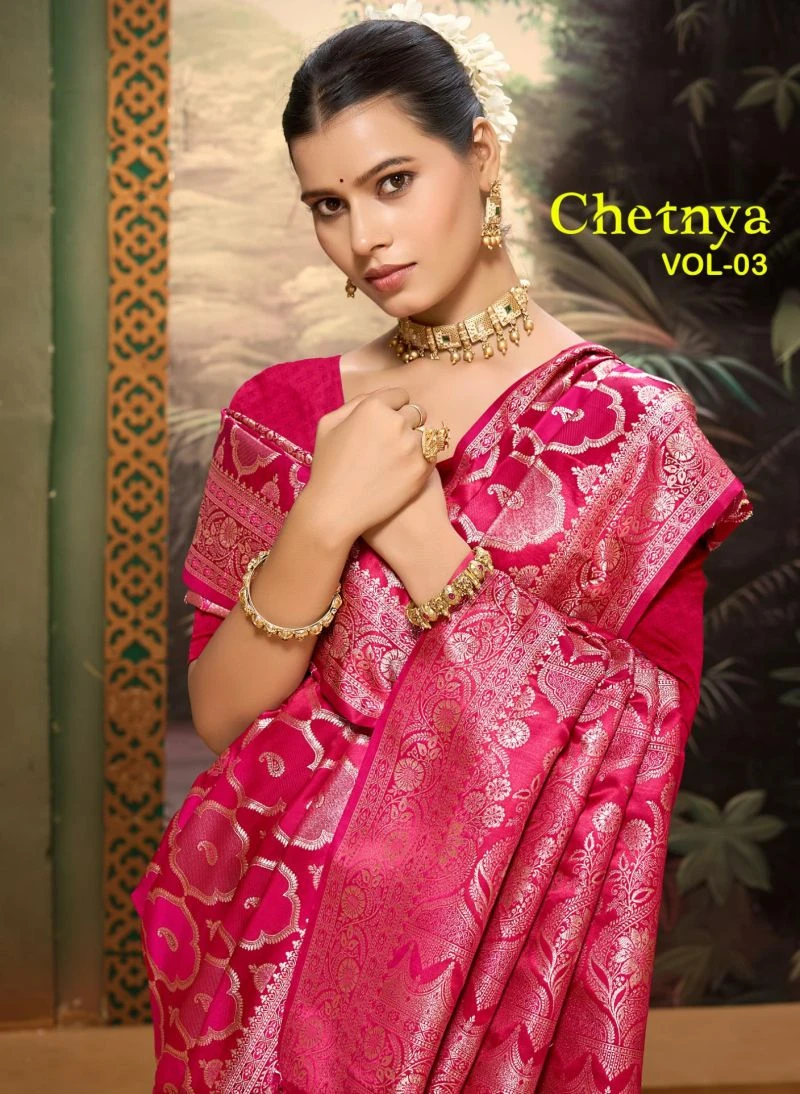 Bunawat Chetnya Vol 3 Satin Silk Woven Worked Saree Collection