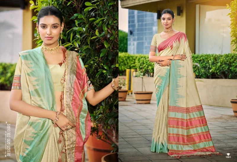 Bunawat Lavina Silk 3 Slub Silk Sangam Prints Saree Collection 3