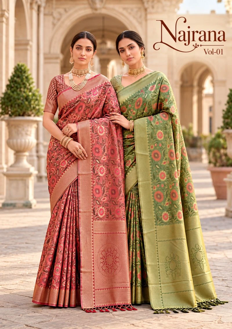 Bunawat Najrana Vol 1 Banarasi Silk Sangam Prints Saree