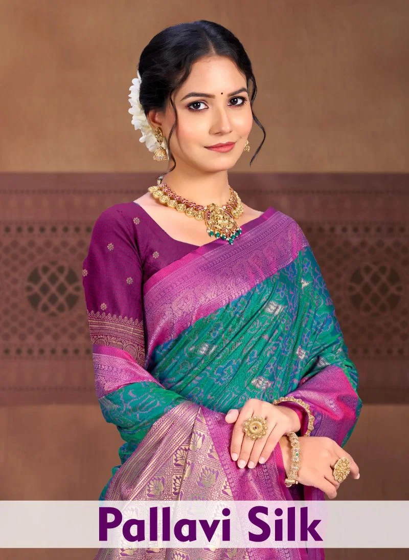 Bunawat Pallavi Silk Soft Silk Sangam Prints Woven Work Saree