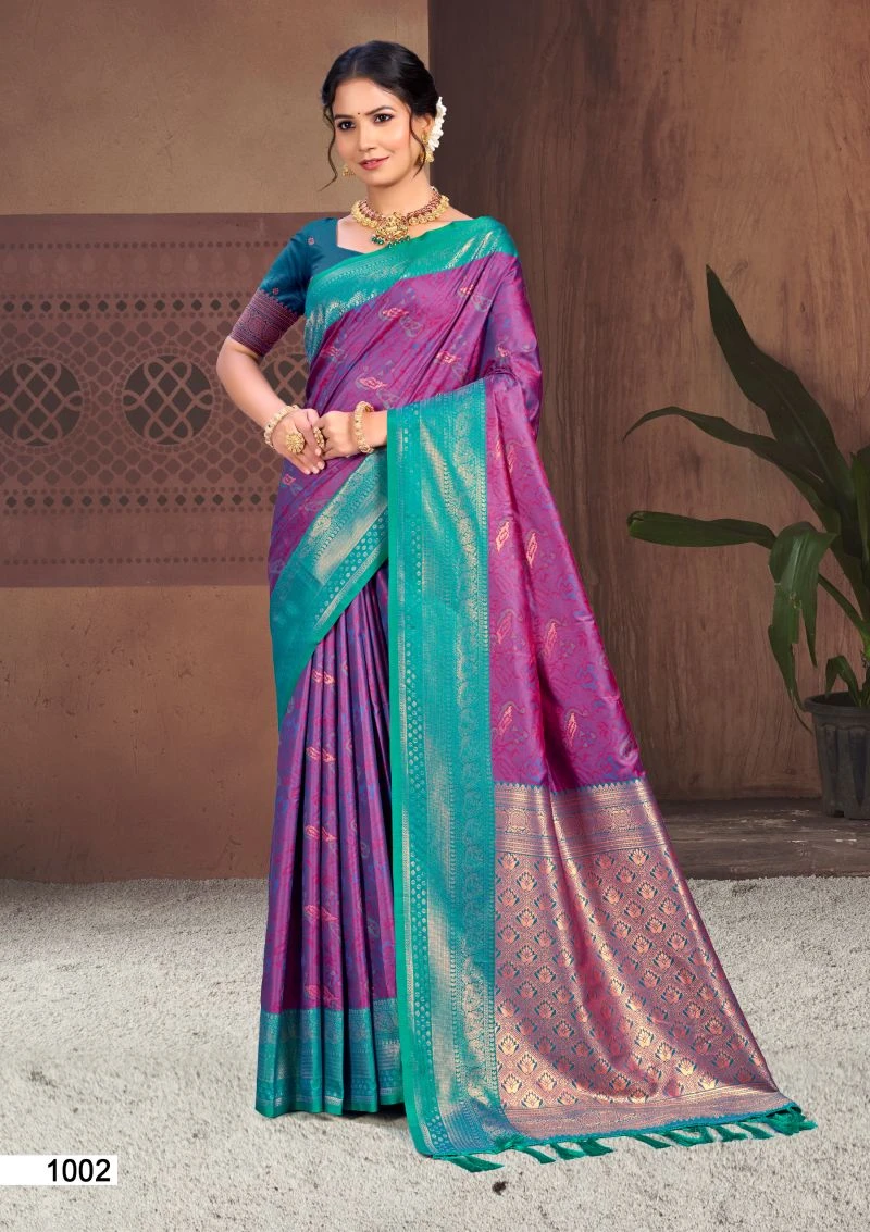 Bunawat Pallavi Silk Soft Silk Sangam Prints Woven Work Saree 4