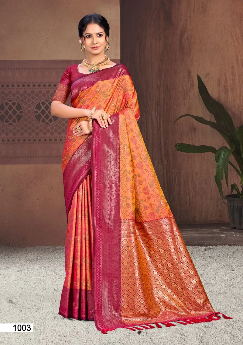 Bunawat Pallavi Silk Soft Silk Sangam Prints Woven Work Saree 6